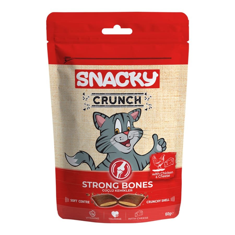 Snacky Crunch Dry Cat Treat Strong Bones with Chicken Cheese 60gm